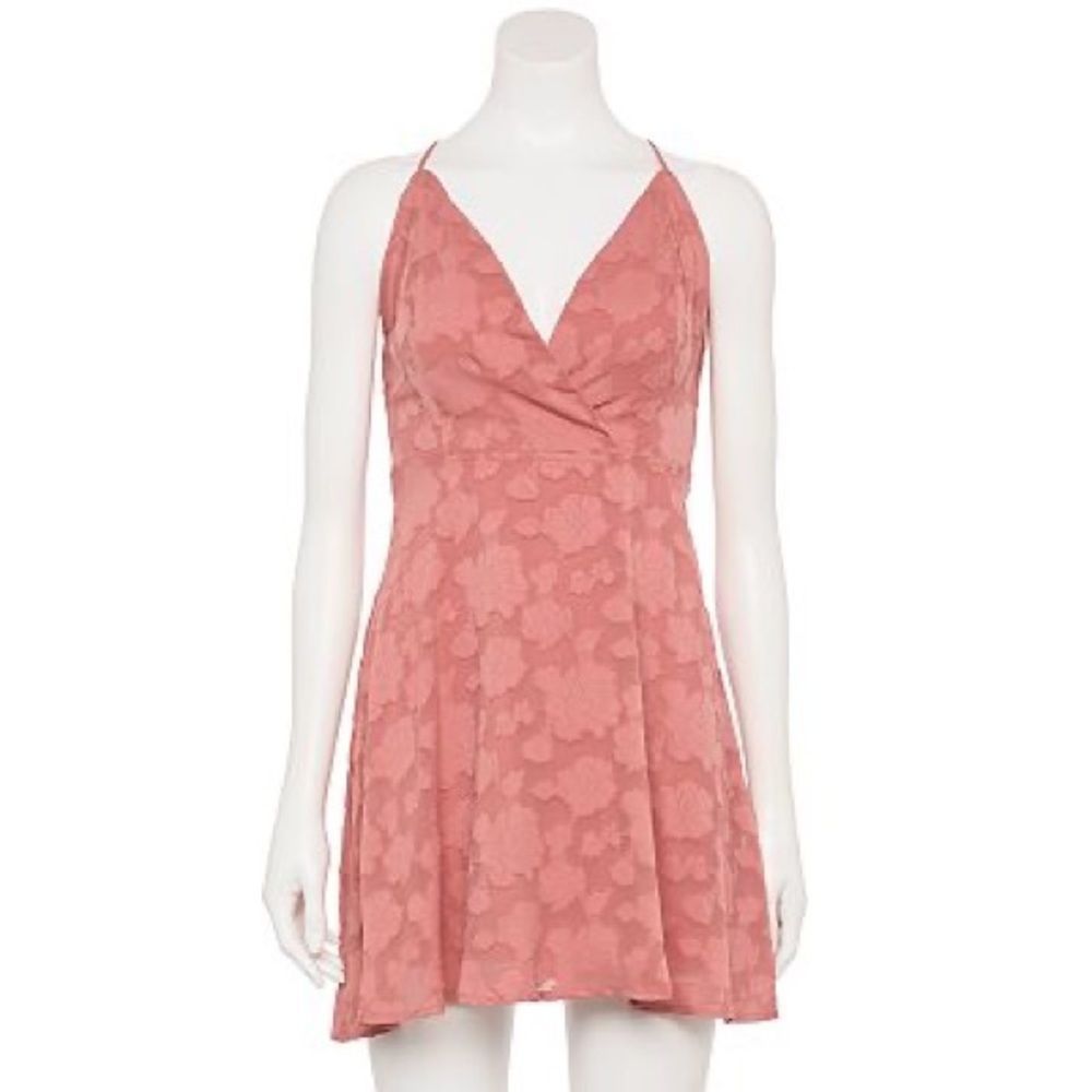 Speechless Floral Pink Strappy Cross Back A-Line Mini Dress Size XL